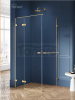NEW TRENDY Kabina prysznicowa z uchwytem relingowym szkło 6mm AVEXA GOLD BRUSHED 110x100 EXK-3031/EXK-3061